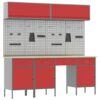 Work Bench with Drawer 10 pcs Red 200 x 55 x 200 cm Steel