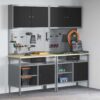 Work Bench Set with Drawer 8 pcs Black 200 x 55 x 200 cm Steel