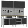 Work Bench Set with Drawer 8 pcs Black 200 x 55 x 200 cm Steel