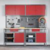 Work Bench Set with Drawer 8 pcs Red 200 x 55 x 200 cm Steel