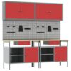 Work Bench Set with Drawer 8 pcs Red 200 x 55 x 200 cm Steel