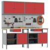 Work Bench Set with Drawer 8 pcs Red 200 x 55 x 200 cm Steel