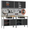 Work Bench Set with Drawer 8 pcs Black 200 x 55 x 200 cm Steel