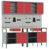 Work Bench Set with Drawer 8 pcs Red 200 x 55 x 200 cm Steel