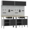 Work Bench Set with Drawer 8 pcs Black 200 x 55 x 200 cm Steel