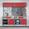 Work Bench Set with Drawer 8 pcs Red 200 x 55 x 200 cm Steel