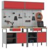 Work Bench Set with Drawer 8 pcs Red 200 x 55 x 200 cm Steel