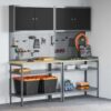 Work Bench Set with Shelf 8 pcs Grey 200 x 55 x 200 cm Steel