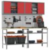 Work Bench Set with Shelf 8 pcs Red 200 x 55 x 200 cm Steel