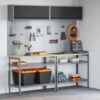 Work Bench Set with Shelf 8 pcs Grey 200 x 55 x 200 cm Steel