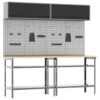 Work Bench Set with Shelf 8 pcs Grey 200 x 55 x 200 cm Steel