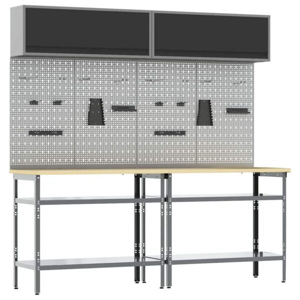 Work Bench Set with Shelf 8 pcs Grey 200 x 55 x 200 cm Steel