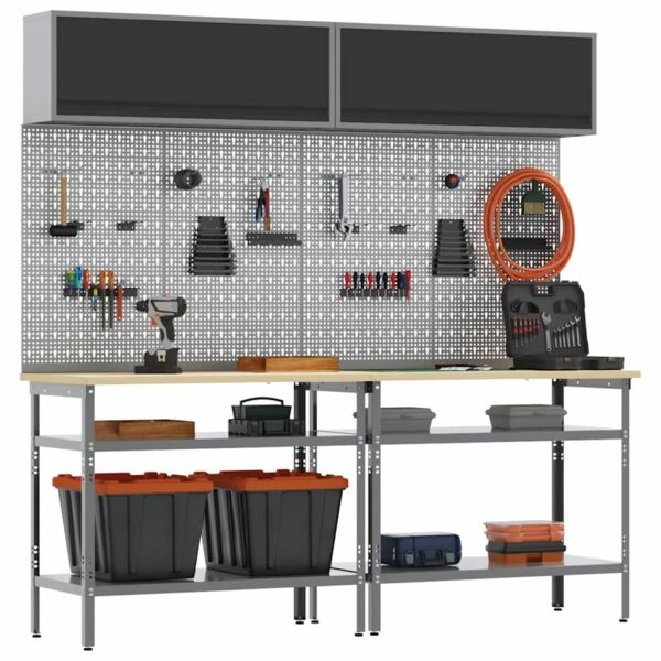 Work Bench Set with Shelf 8 pcs Grey 200 x 55 x 200 cm Steel