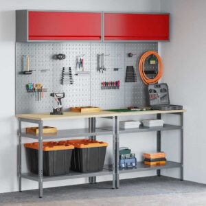 Work Bench Set with Shelf 8 pcs Grey 200 x 55 x 200 cm Steel