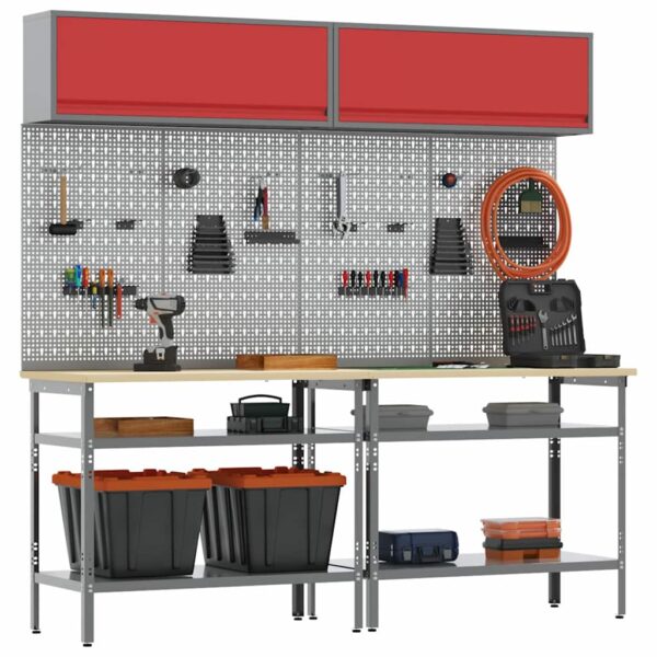 Work Bench Set with Shelf 8 pcs Grey 200 x 55 x 200 cm Steel
