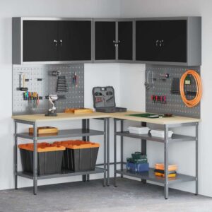 Tool Storage Table Set with Lock 10 pcs Black 255 x 55 x 220 cm