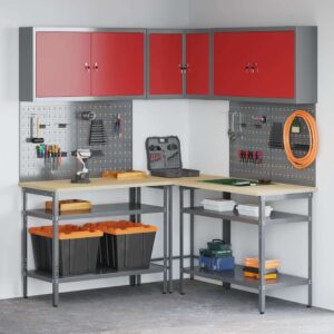 Tool Storage Table Set with Drawer 10 pcs Red 255 x 55 x 220 cm