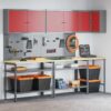 Tool Storage Table Set with Drawer 10 pcs Red 255 x 55 x 220 cm