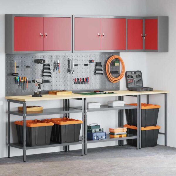 Tool Storage Table Set with Drawer 10 pcs Red 255 x 55 x 220 cm