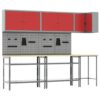 Tool Storage Table Set with Drawer 10 pcs Red 255 x 55 x 220 cm