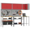 Tool Storage Table Set with Drawer 10 pcs Red 255 x 55 x 220 cm