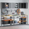 Tool Storage Table Set with Lock 10 pcs Black 255 x 55 x 220 cm