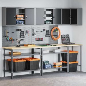Tool Storage Table Set with Lock 10 pcs Black 255 x 55 x 220 cm