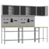 Tool Storage Table Set with Lock 10 pcs Black 255 x 55 x 220 cm