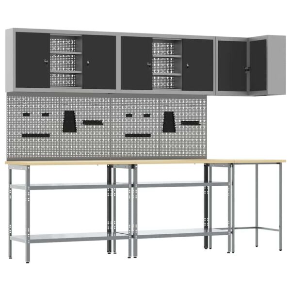 Tool Storage Table Set with Lock 10 pcs Black 255 x 55 x 220 cm