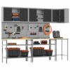 Tool Storage Table Set with Lock 10 pcs Black 255 x 55 x 220 cm