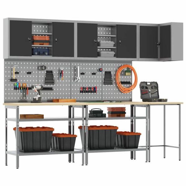 Tool Storage Table Set with Lock 10 pcs Black 255 x 55 x 220 cm