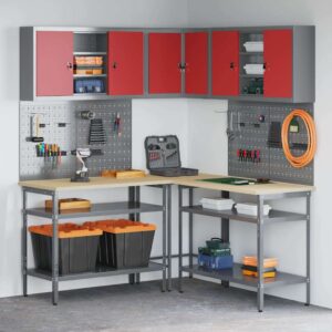 Tool Storage Table Set with Drawer 10 pcs Red 255 x 55 x 220 cm