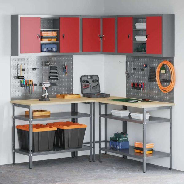 Tool Storage Table Set with Drawer 10 pcs Red 255 x 55 x 220 cm