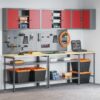 Tool Storage Table Set with Drawer 10 pcs Red 255 x 55 x 220 cm