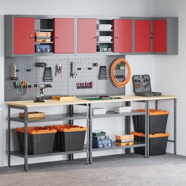 Tool Storage Table Set with Drawer 10 pcs Red 255 x 55 x 220 cm