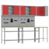 Tool Storage Table Set with Drawer 10 pcs Red 255 x 55 x 220 cm