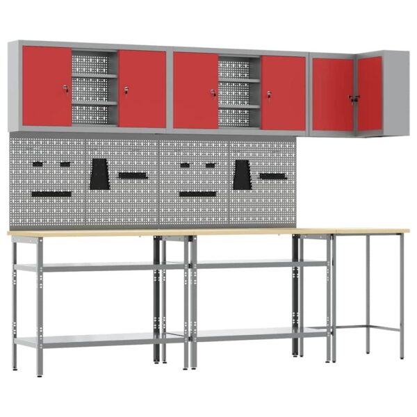 Tool Storage Table Set with Drawer 10 pcs Red 255 x 55 x 220 cm