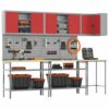 Tool Storage Table Set with Drawer 10 pcs Red 255 x 55 x 220 cm