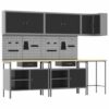 Tool Storage Table Set with Lock 10 pcs Black 255 x 55 x 220 cm