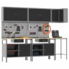 Tool Storage Table Set with Lock 10 pcs Black 255 x 55 x 220 cm