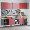 Tool Storage Table Set with Drawer 10 pcs Red 255 x 55 x 220 cm