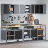 Tool Storage Table Set with Lock 10 pcs Black 255 x 55 x 220 cm