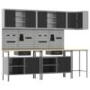 Tool Storage Table Set with Lock 10 pcs Black 255 x 55 x 220 cm