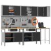 Tool Storage Table Set with Lock 10 pcs Black 255 x 55 x 220 cm
