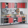 Tool Storage Table Set with Drawer 10 pcs Red 255 x 55 x 220 cm