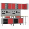 Tool Storage Table Set with Drawer 10 pcs Red 255 x 55 x 220 cm
