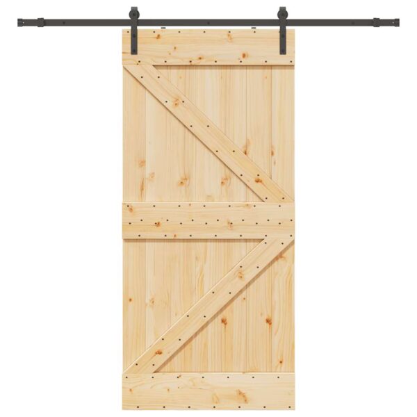 Sliding Door with Hardware Set 100x210 cm Solid Wood Pine