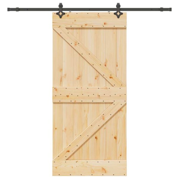Sliding Door with Hardware Set 90x210 cm Solid Wood Pine