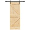 Sliding Door with Hardware Set 80x210 cm Solid Wood Pine