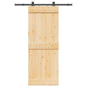 Sliding Door with Hardware Set 80x210 cm Solid Wood Pine